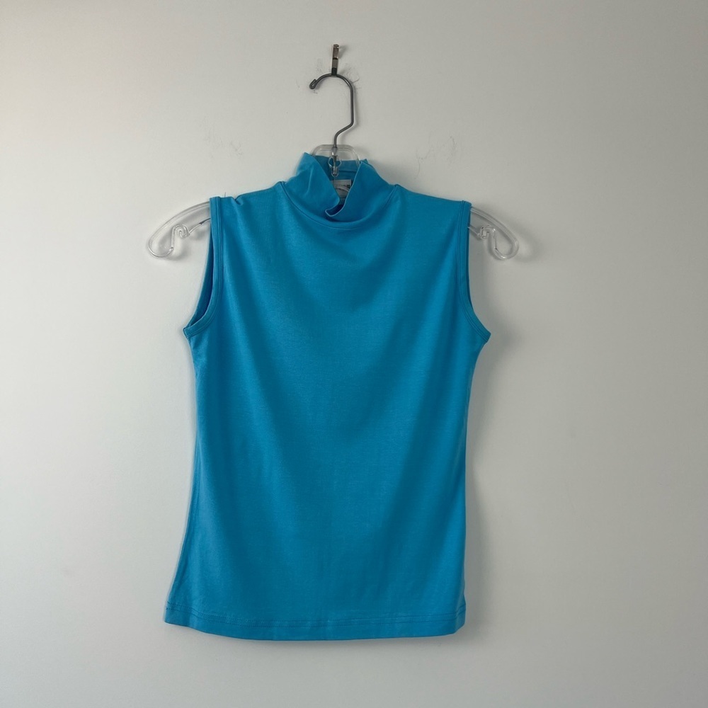 Vivaldi Women's Teal Sleeveless Mock neck Top - Fits S